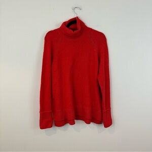 J. Crew Red Oversized Fit Turtleneck Sweater Merino Wool Blend Size Small
